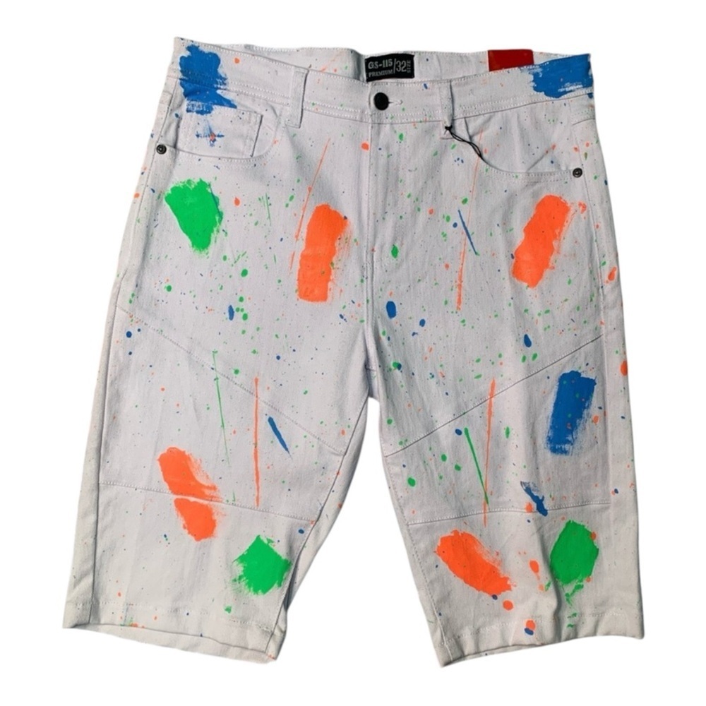 Sz various Colorful Splatter Paint Men's jean Shorts